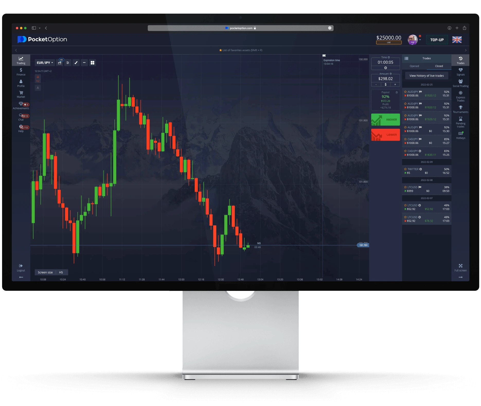 Pocket Option 거래 플랫폼